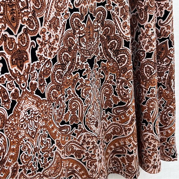Nicole Miller Shift Swing Sleeveless Paisley Brown Flowy Dress Size M - Picture 4 of 10